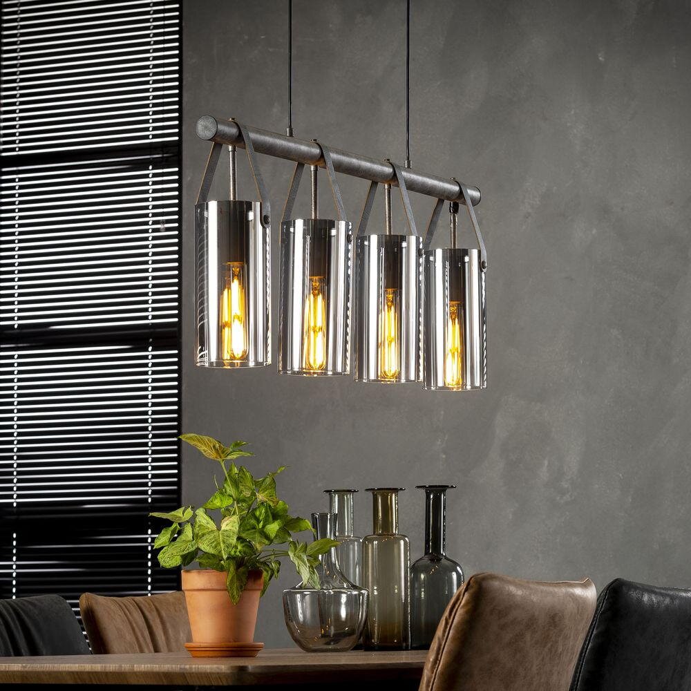 famlights | Pendelleuchte Lucy aus Metall in Silber und mit Glasschirmen 4x günstig online kaufen