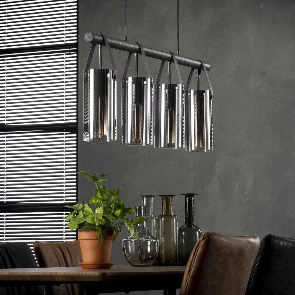 famlights | Pendelleuchte Lucy aus Metall in Silber und mit Glasschirmen 4x günstig online kaufen