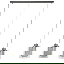 famlights | Pendelleuchte Hauke aus Metall in Silber mit Glasschirmen 3xE27