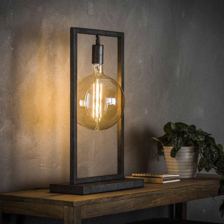 famlights | Tischleuchte Ilay aus Metall in Schwarz-Silber E27