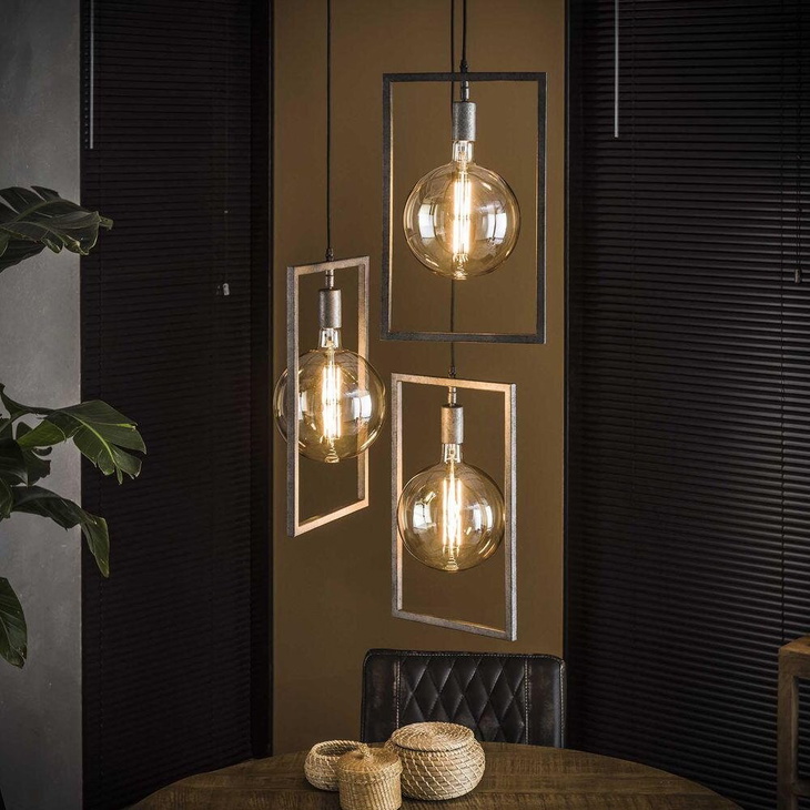 famlights | Pendelleuchte Nilas in Silber aus Metall 3xE27