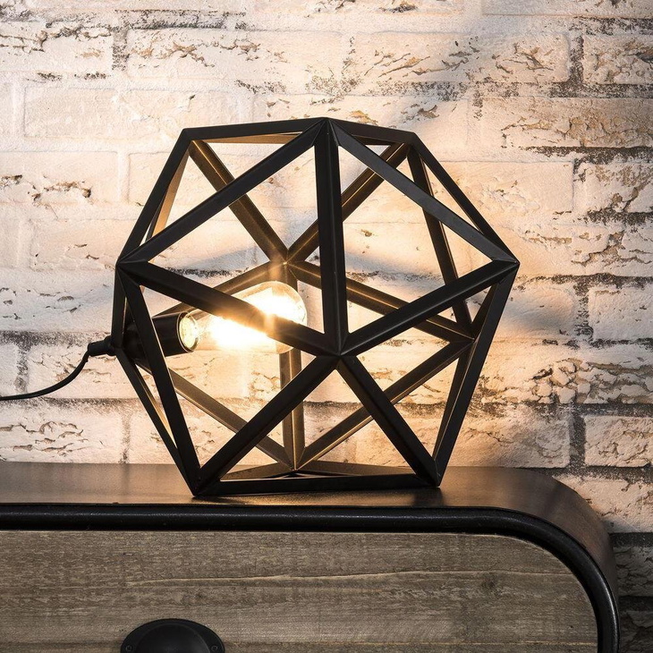 famlights | Tischleuchte Ileyna aus Metall in Schwarz E27