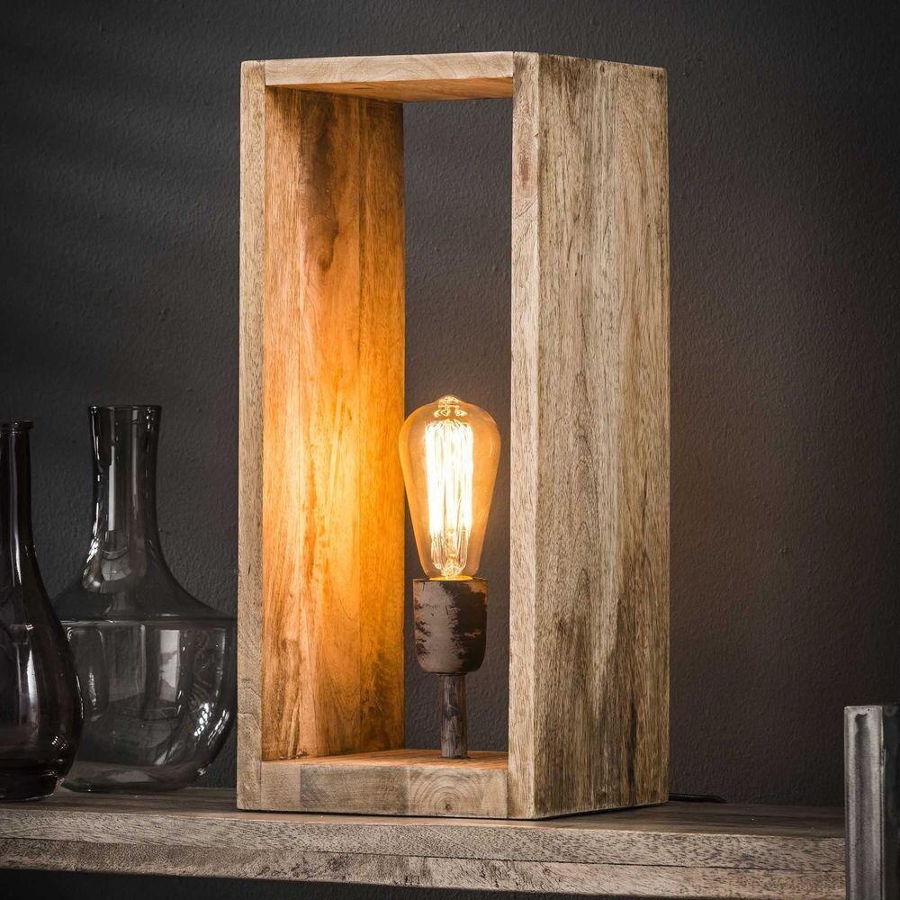 famlights | Tischleuchte Johnny aus massivem Mango-Holz E27 450x200x200 mm günstig online kaufen