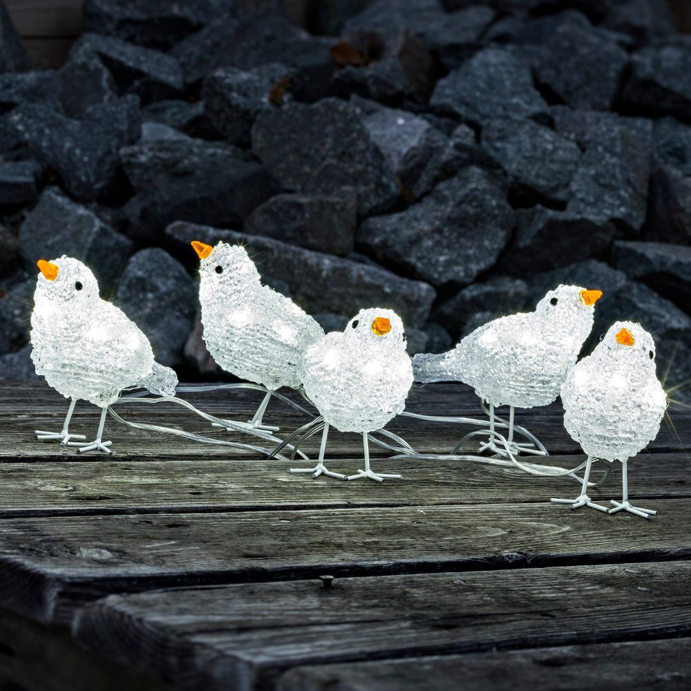 LED Lichtobjekt Vögel in Weiß 5x 0,48W 2lm IP44