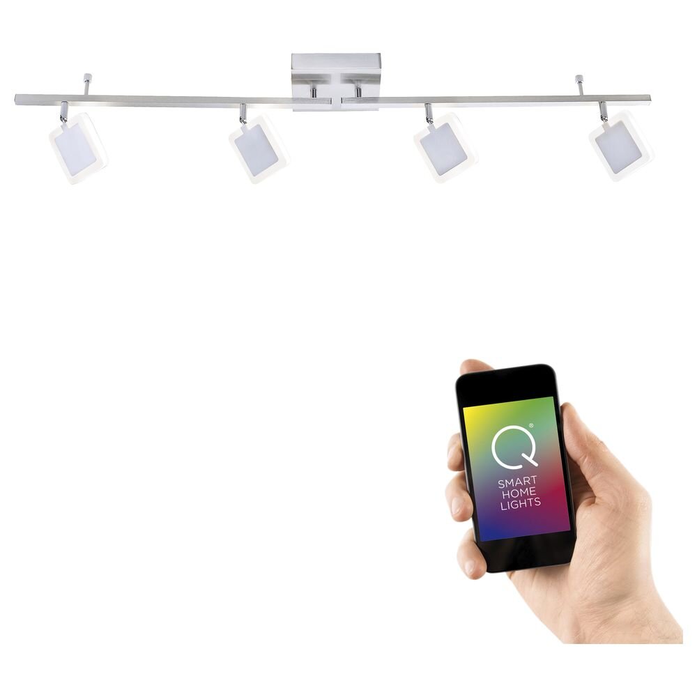 Q-Smart LED Deckenleuchte Q-Vidal in Silber RGBW inkl. Fernbedienung 4-flammig