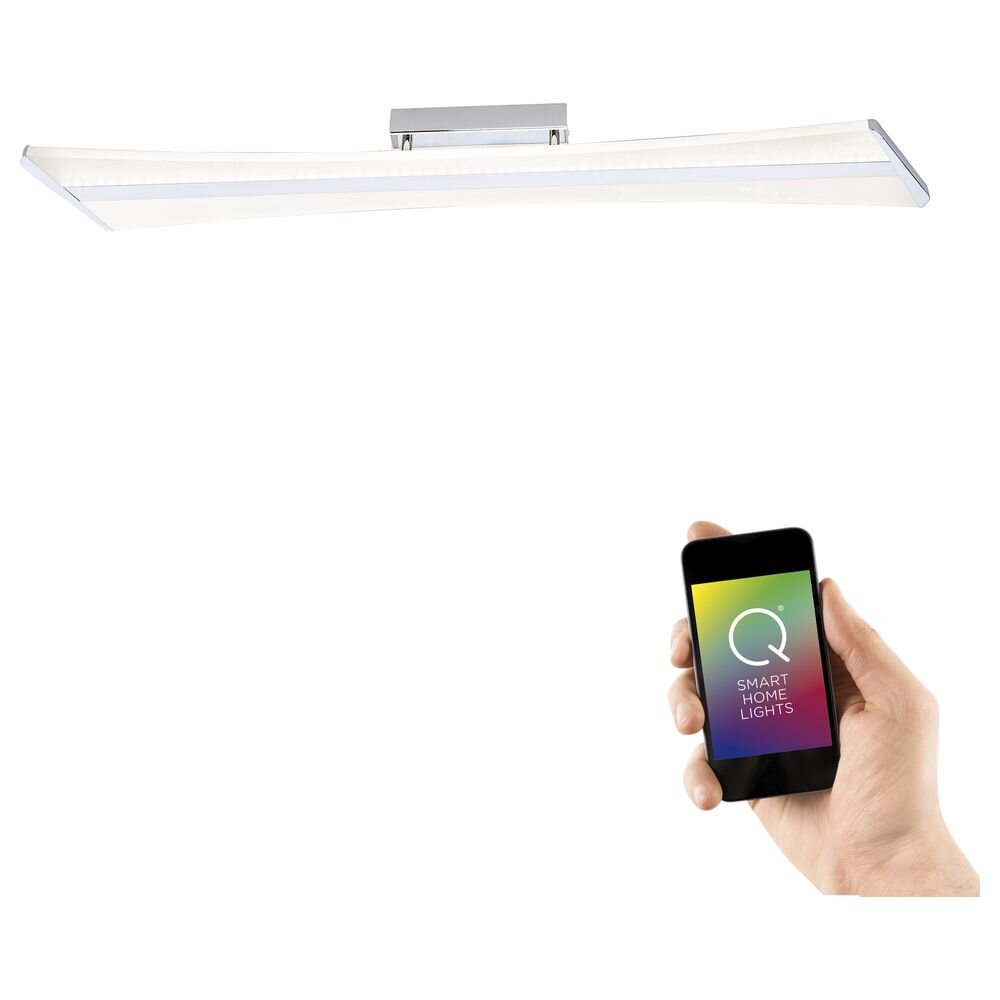Q-Smart LED Deckenleuchte Q-Riller in Chrom RGBW inkl. Fernbedienung