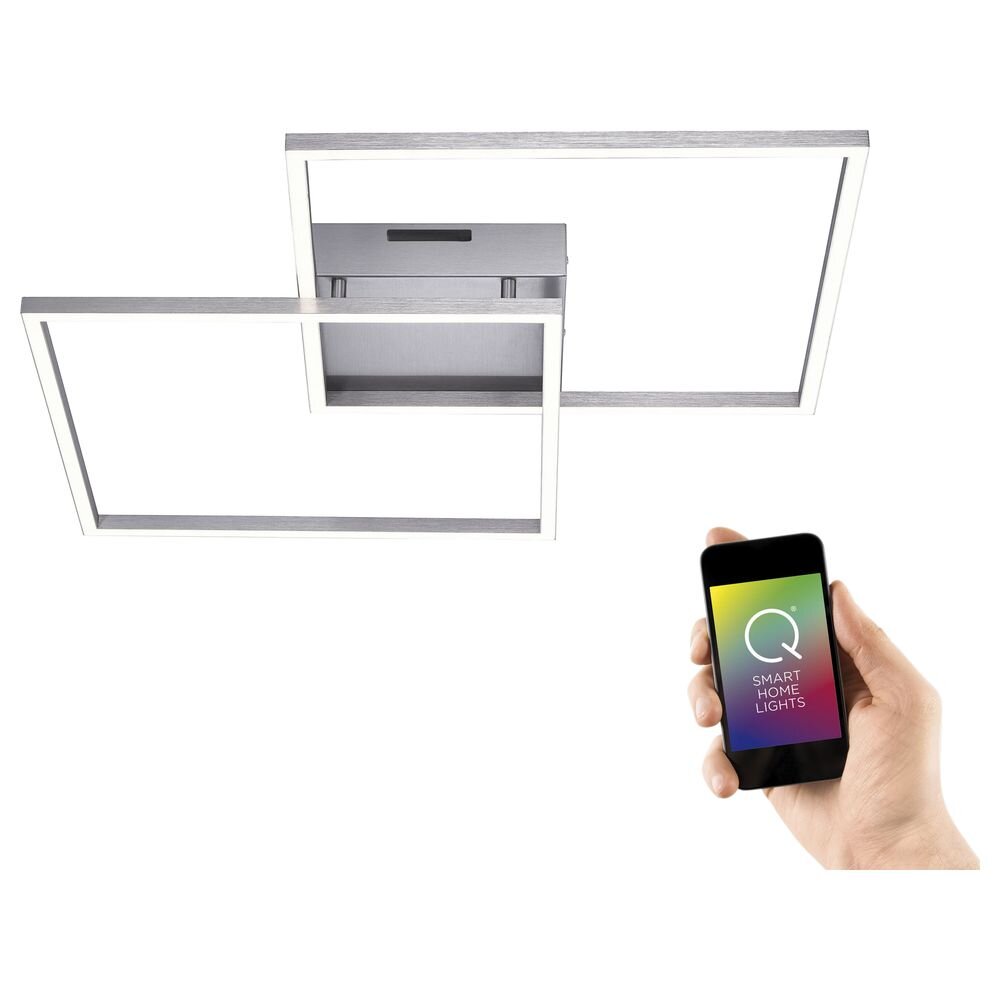 Q-Smart LED Deckenleuchte Q-Inigo in Silber tunable white inkl. Fernbedienung 527 x 527 mm