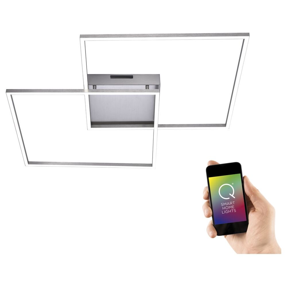 Q-Smart LED Deckenleuchte Q-Inigo in Silber tunable white inkl. Fernbedienung 677 x 677 mm
