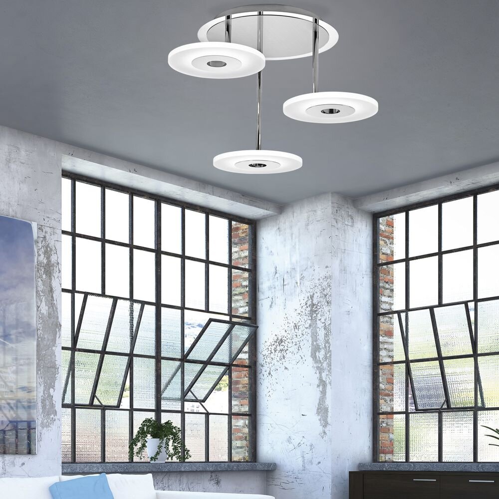 LED Deckenleuchte Adali aus Aluminium und Stahl in Chrom 3-flammig in rund