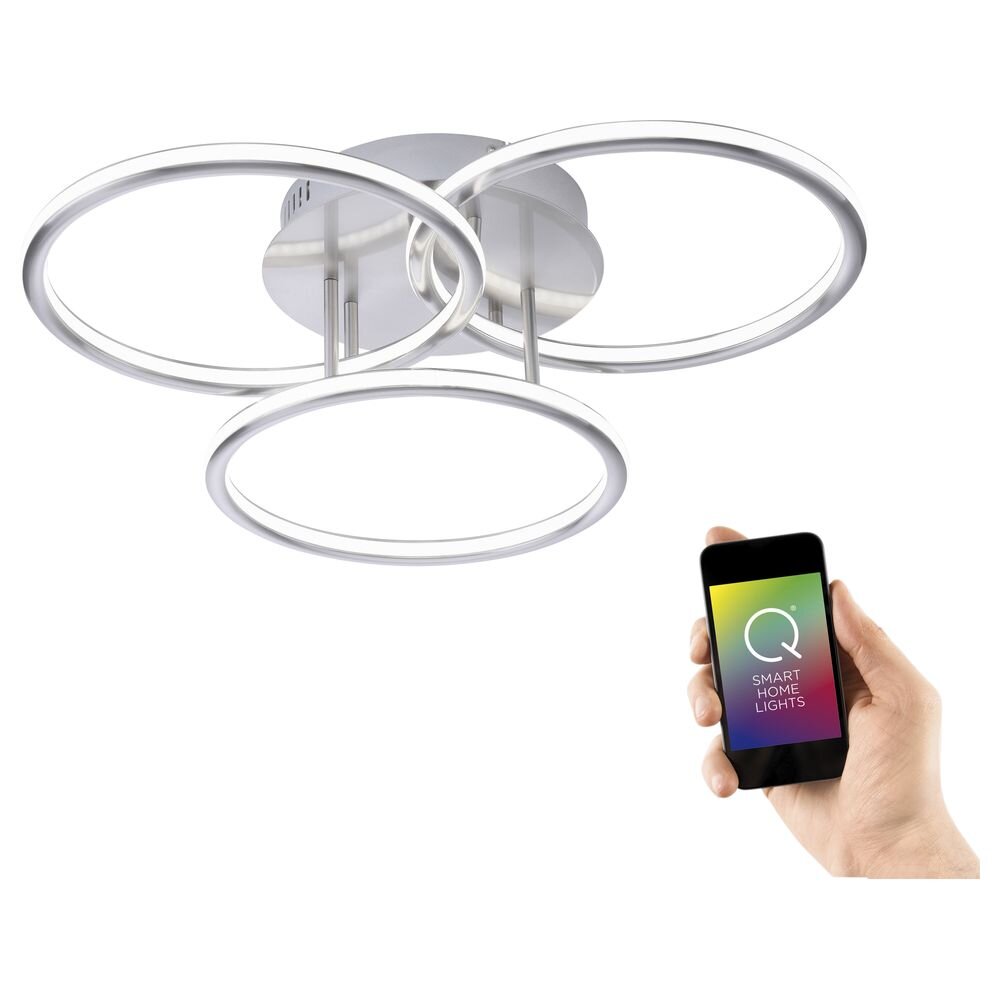 Q-Smart LED Deckenleuchte Q-Nevio in Silber tunable white inkl. Fernbedienung