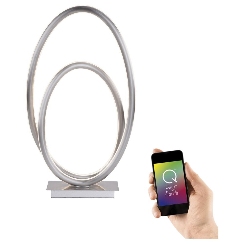 Q-Smart LED Tischleuchte Q-Nevio in Silber tunable white inkl. Fernbedienung