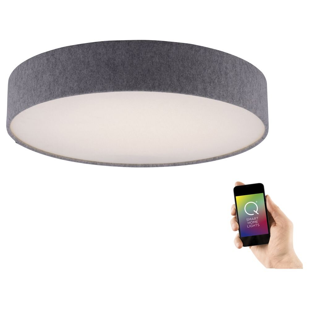 Q-Smart LED Deckenleuchte Q-Kiara in Grau tunable white inkl. Fernbedienung