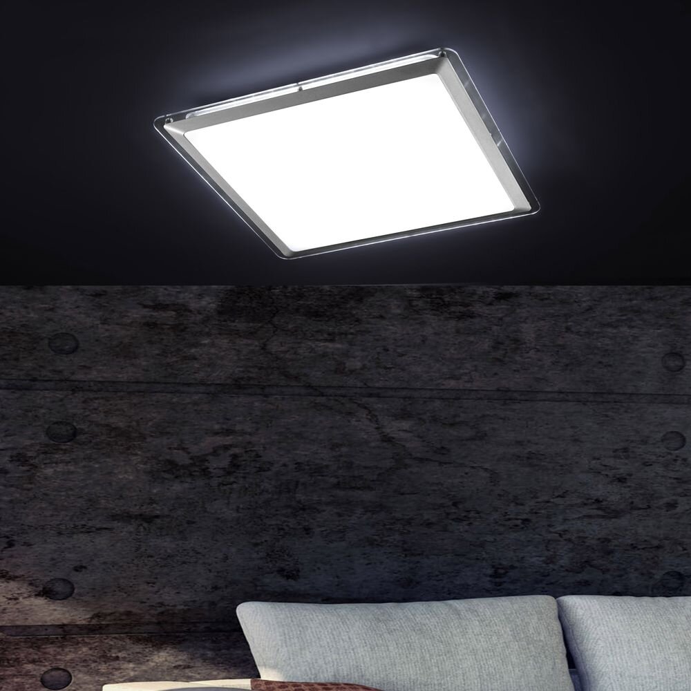 LED Deckenleuchte Labol aus Eisen in Silber IP44 430 x 430 mm