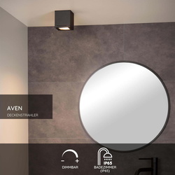 Deckenstrahler Aven max. 50W GU10 IP65 eckig in Schwarz