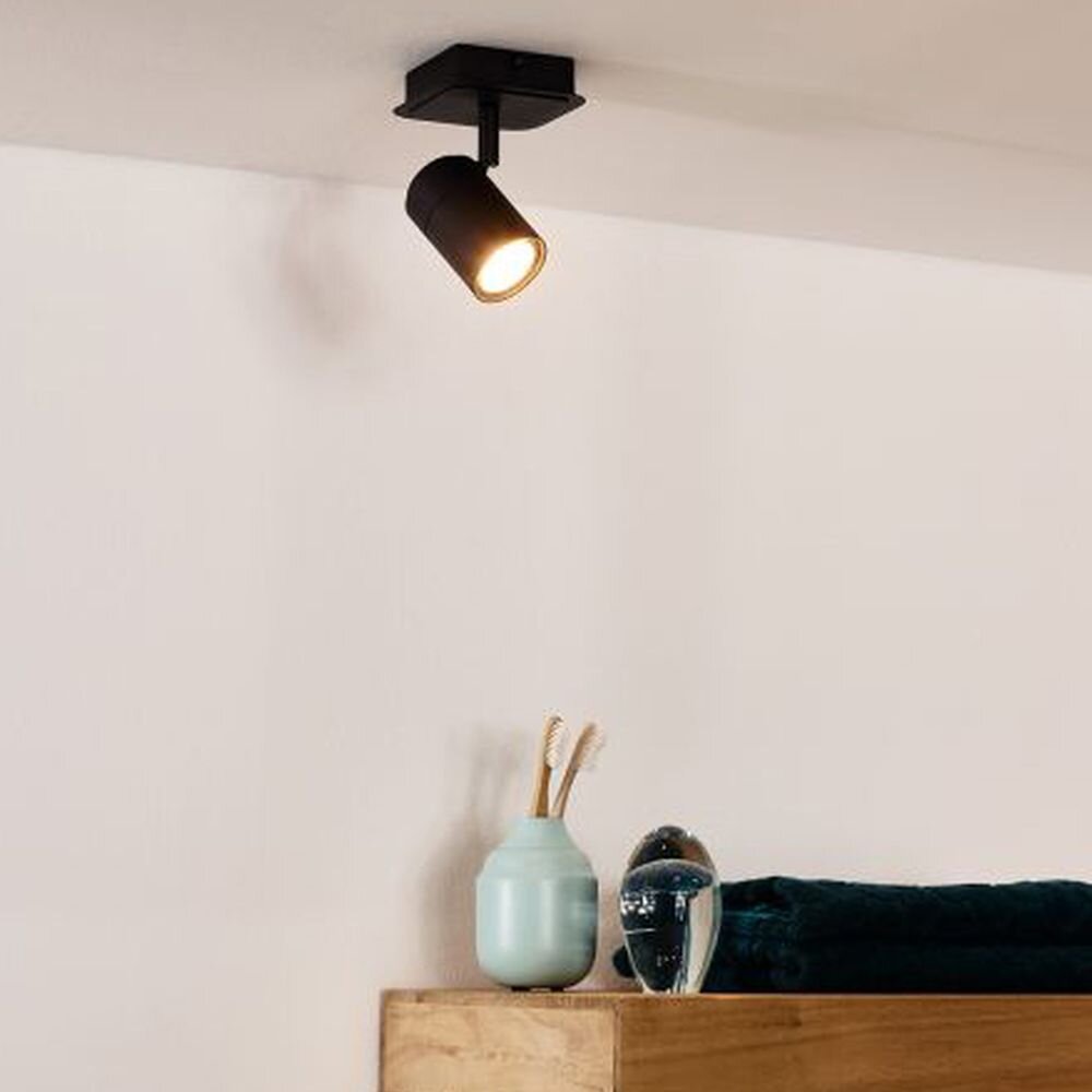 Lucide Lennert Deckenstrahler, Deckenspots & Aufbaustrahler Badezimmer LED IP44 modern Schwarz Metall GU10 1-flammig