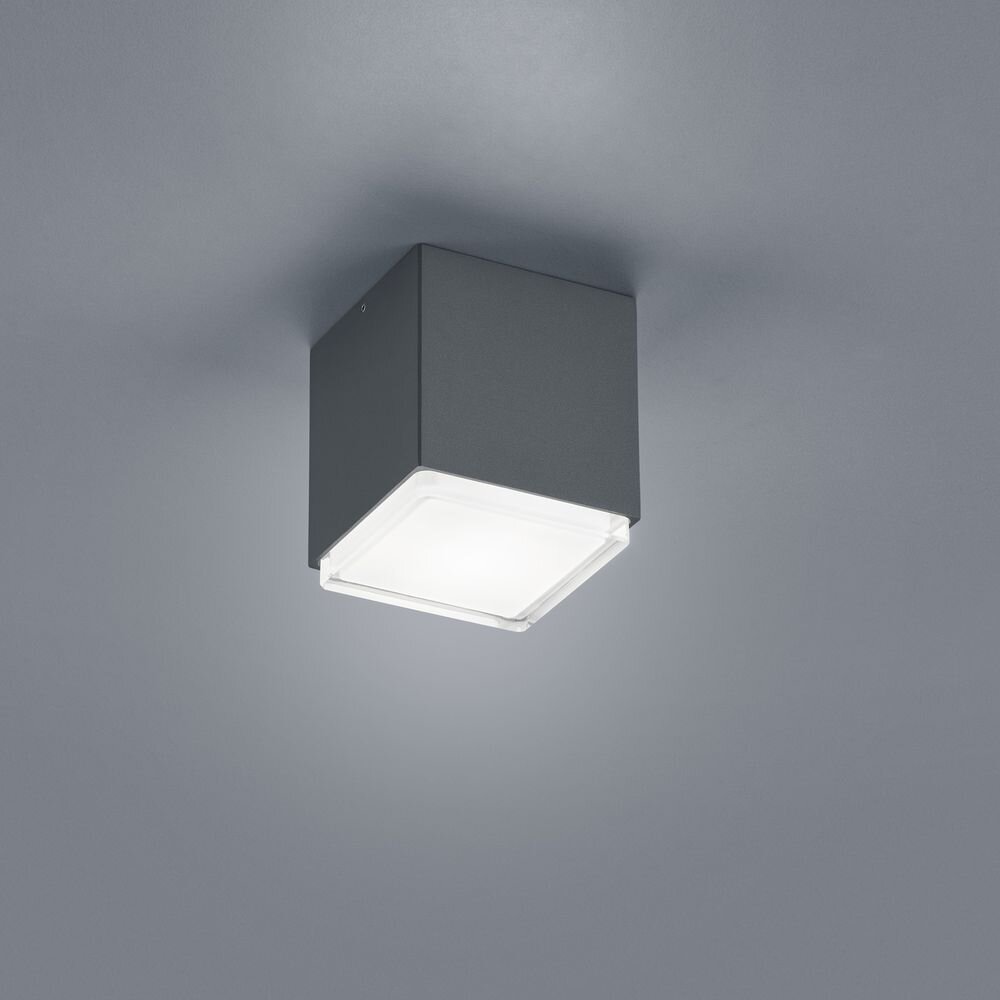 LED Deckenleuchte Isy in Graphit und Transparent-satiniert 10W 700lm IP54