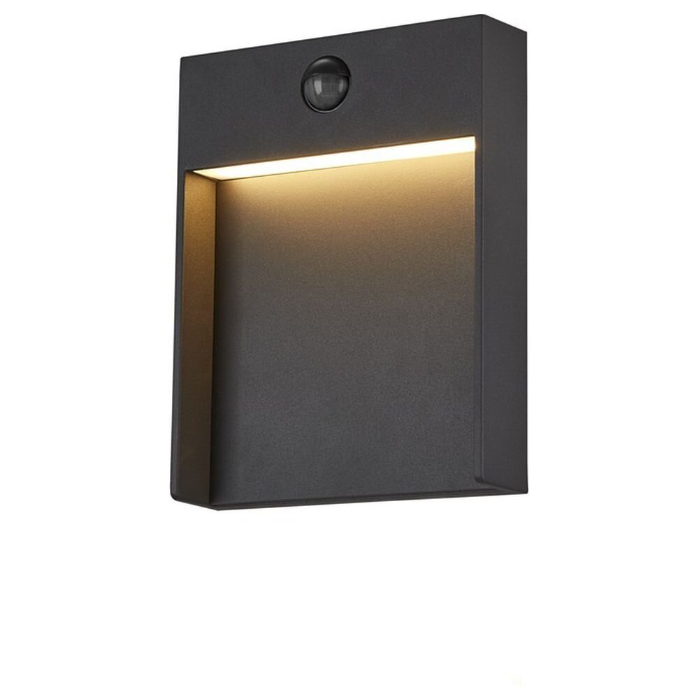 LED Wandleuchte Flatt 14W 3000K 460lm in Schwarz mit Bewegungsmelder günstig online kaufen