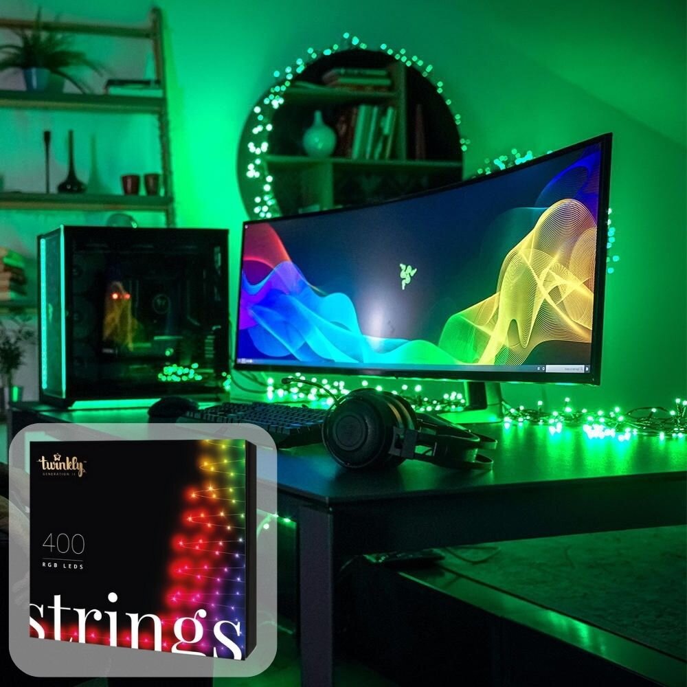 Twinkly smarte Bluetooth & Wifi LED Lichterkette Strings RGB IP44 400 LED´s II Generation