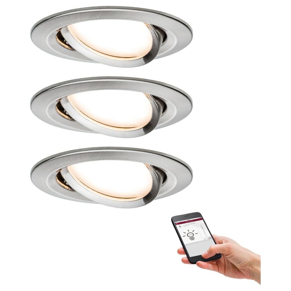 LED Deckeneinbaustrahler Nova in Eisen-gebürstet 6W 460lm dimmbar 3-er Set günstig online kaufen