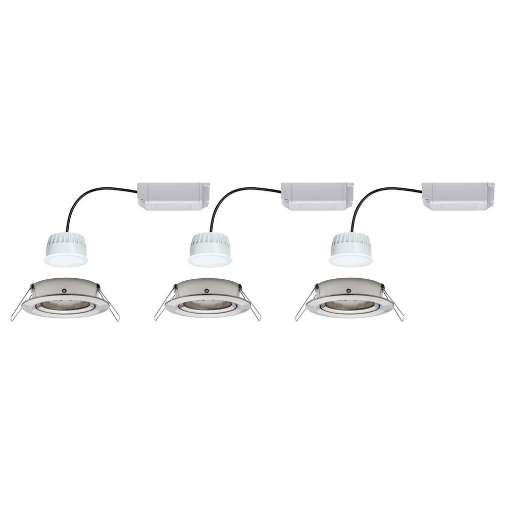 LED Deckeneinbaustrahler Nova in Eisen-gebürstet 6W 460lm dimmbar 3-er Set günstig online kaufen