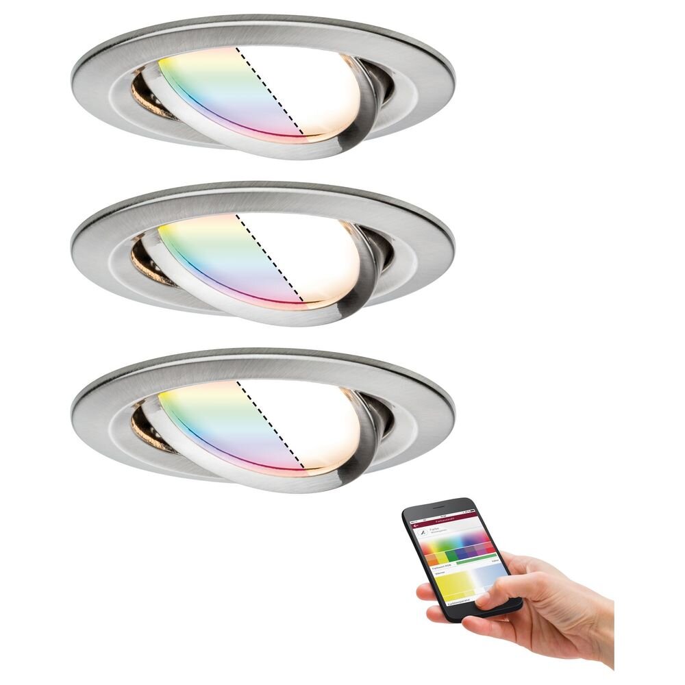 Paulmann LED Einbaustrahler Nova Plus ZigBee RGBW 3x2,5W Eisen gebürstet 3x2,5W Eisen gebürstet