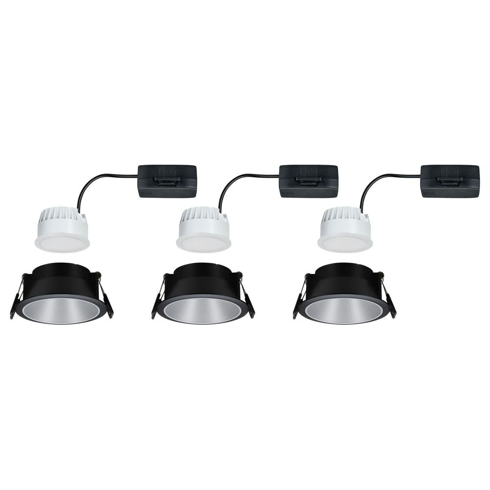 Paulmann LED Einbauleuchte 3er Set Cole 3x6,5W Schwarz/Silber matt 3-Stufen-dimmbar 2700K Warmweiß