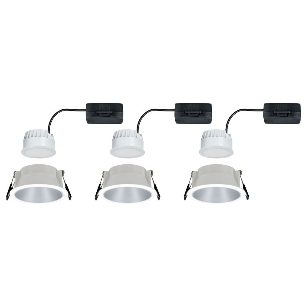 Paulmann LED Einbauleuchte 3er Set Cole 3x6,5W Weiß/Silber matt 3-Stufen-dimmbar 2700K Warmweiß, Deckenspots, 3er Set