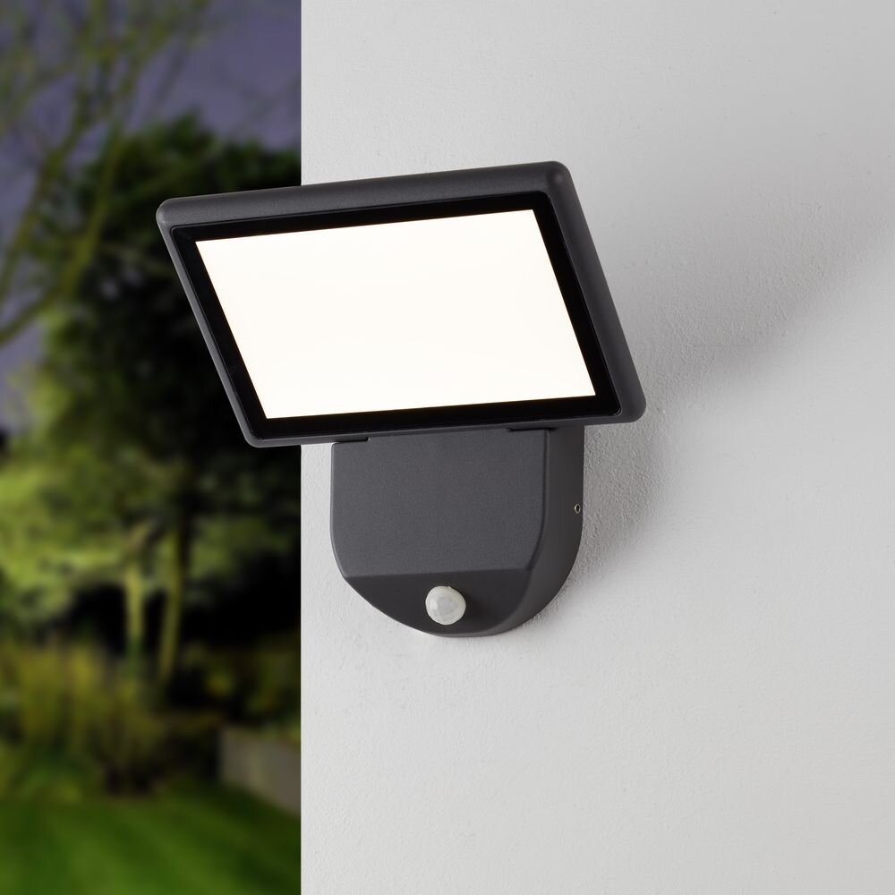 famlights | LED Wandleuchte Leif in Anthrazit 19W 850lm IP65 mit Bewegungsmelder