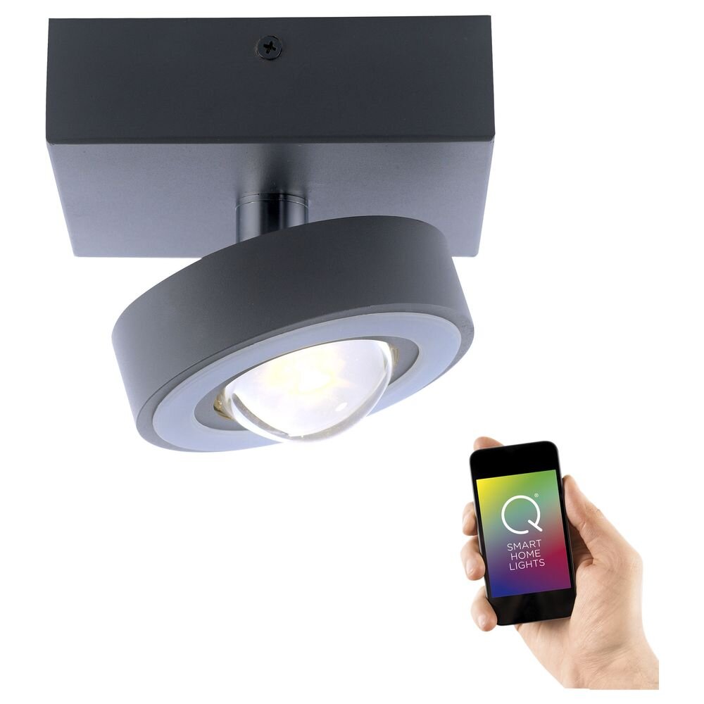 Q-Smart LED Deckenleuchte Q-Mia in Anthrazit RGBW inkl. Fernbedienung
