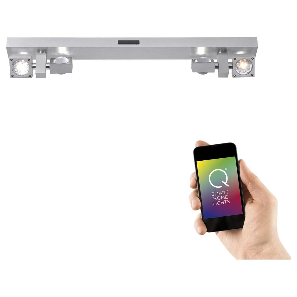 Q-Smart LED Deckenleuchte Q-Nemo in Silber RGBW schwenkbar inkl. Fernbedienung
