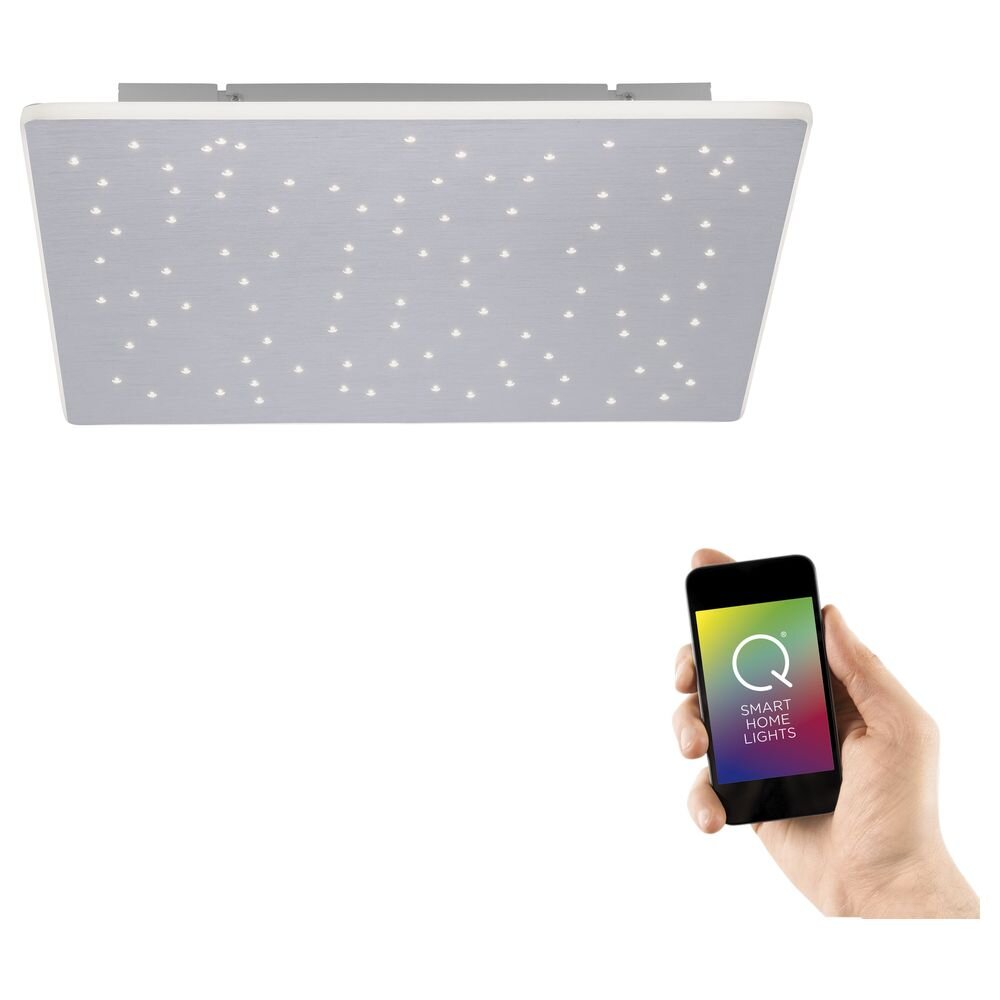 Q-Smart LED Deckenleuchte Q-Nightsky in Silber inkl. Fernbedienung 605x605 mm