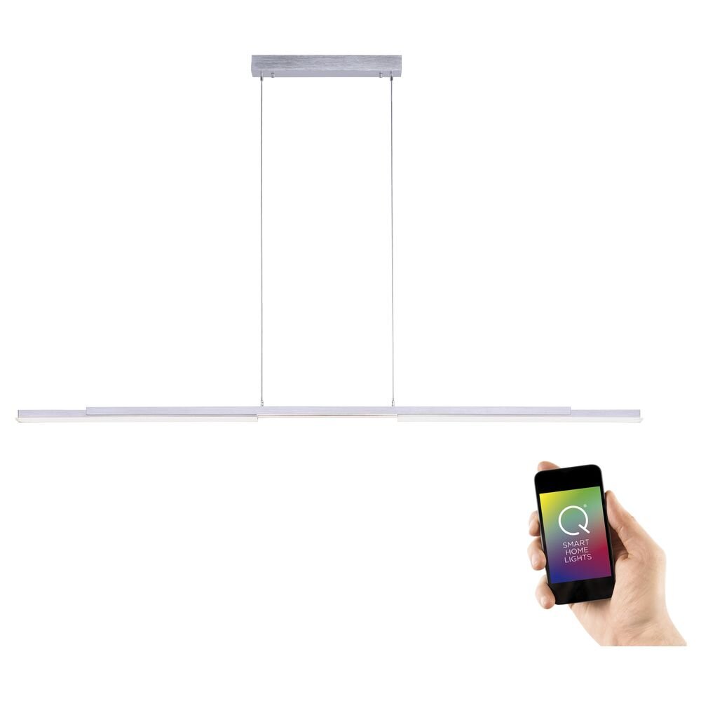 Q-Smart LED Pendelleuchte Q-Henrik in Silber inkl. Fernbedienung ausziehbar
