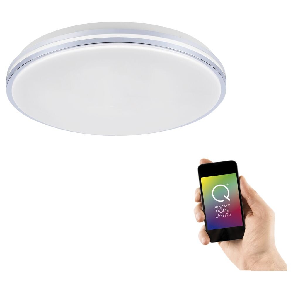 Q-Smart LED Deckenleuchte Q-Benno in Silver inkl. Fernbedienung 490 mm