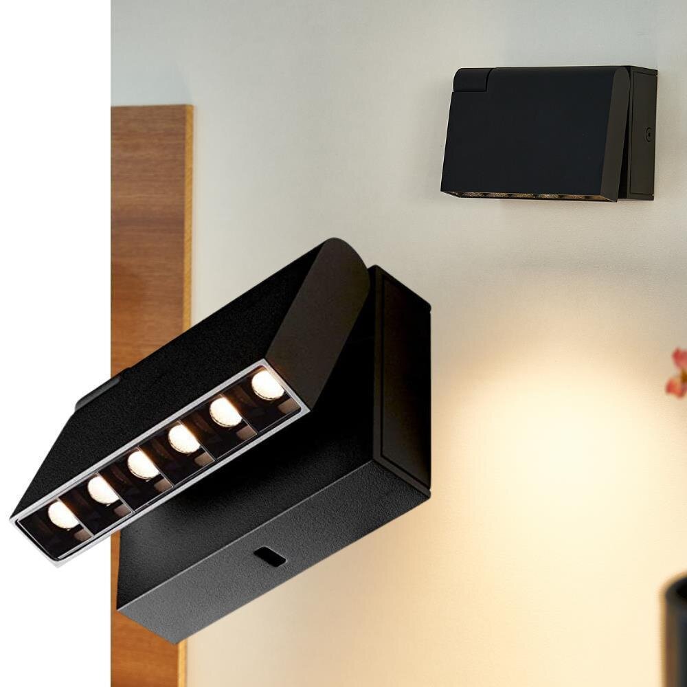 loomiQ | LED Bettlampe Louisville aus Metall in Schwarz mit Sensor dimmbar