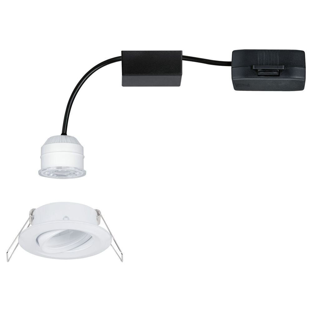 Paulmann Nova Mini Einbaustrahler & Einbauleuchte Wohnzimmer Küche Esszimmer LED IP23 schlicht Weiß-matt Aluminium 1-flammig