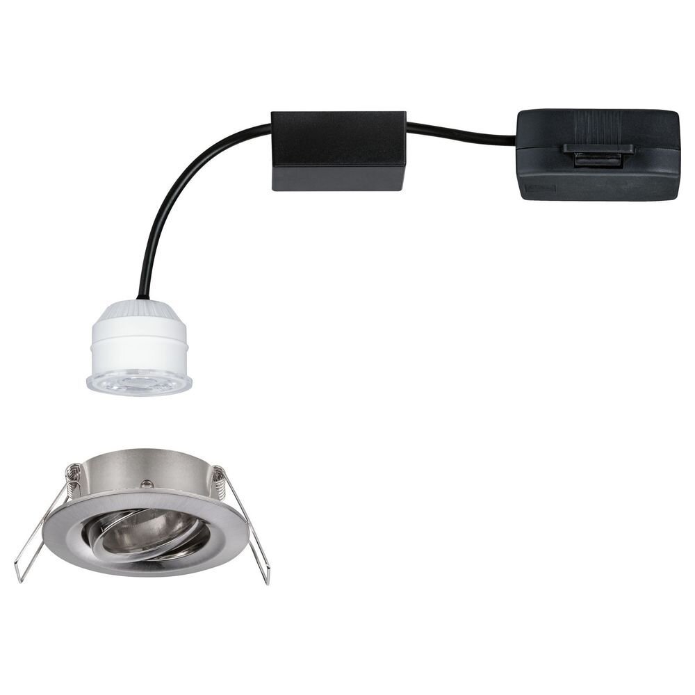 Paulmann Nova Mini Einbaustrahler & Einbauleuchte Wohnzimmer Küche Esszimmer LED IP23 schlicht Eisen-gebürstet Aluminium 1-flammig