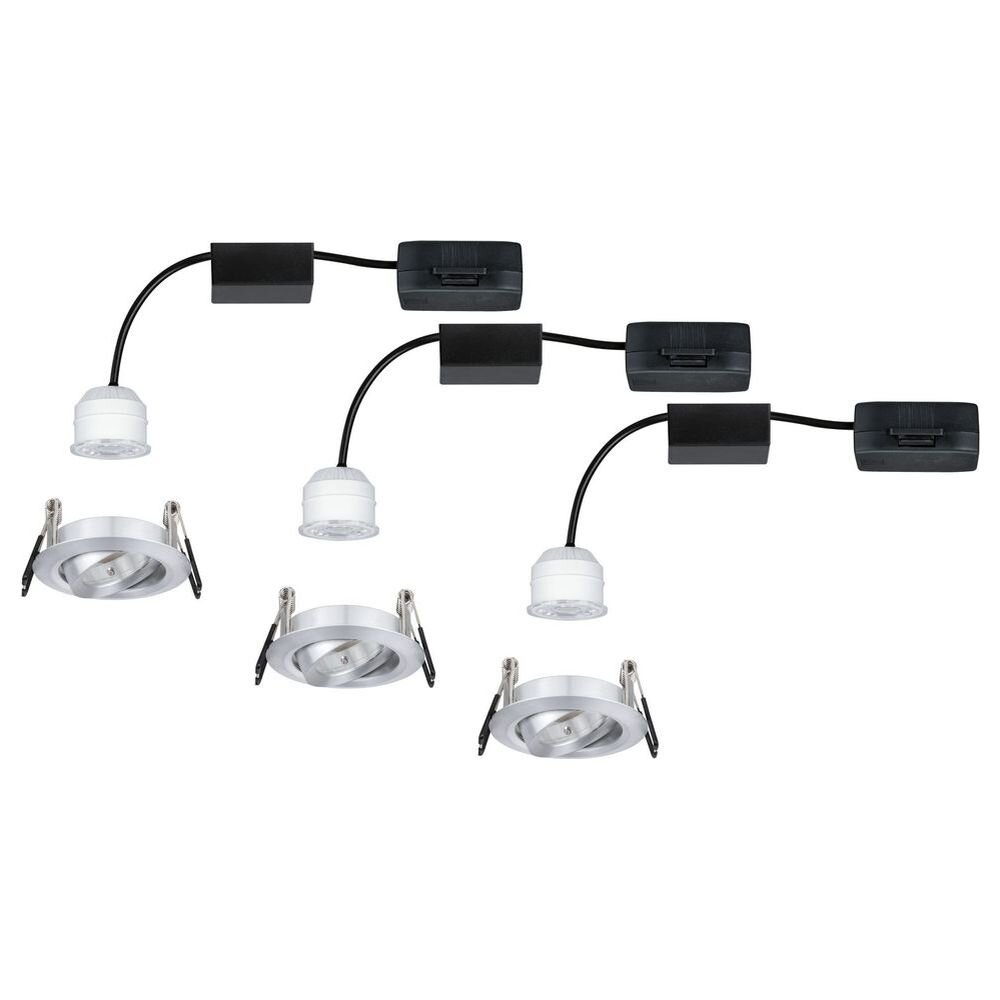 Paulmann Nova Mini Einbaustrahler & Einbauleuchte Wohnzimmer Küche Esszimmer LED IP23 schlicht Aluminium Aluminium 3-flammig