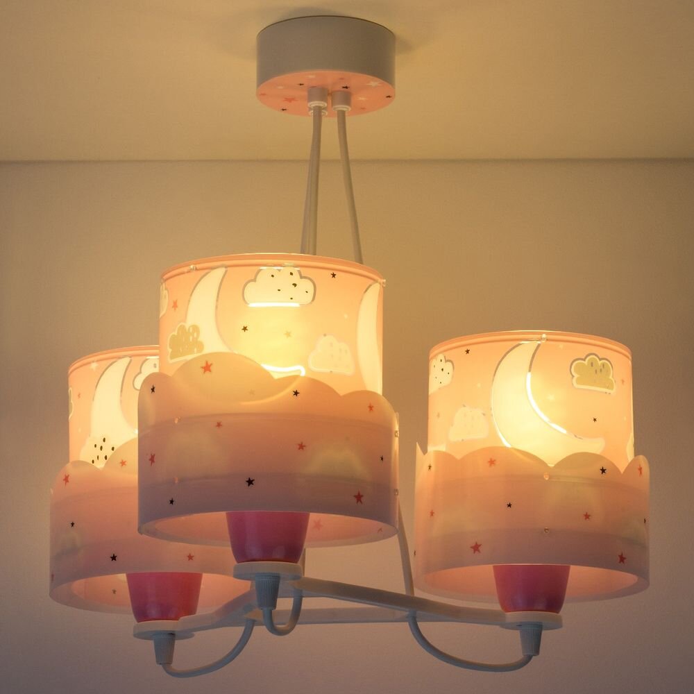 Kinderzimmer Pendelleuchte Moon in Pink 3-flammig E27