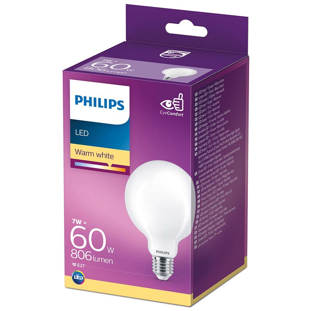 Philips LED-Leuchtmittel E27 Globeform 7 W Warmweiß 806 lm 14 x 9,5 cm (H x günstig online kaufen