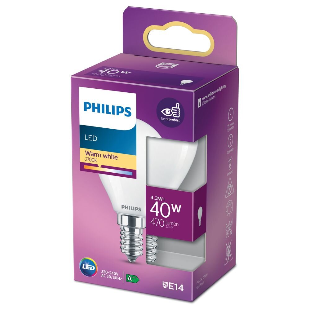 Philips LED-Leuchtmittel E14 Tropfenform 4,3 W 470 lm 8,2 x 4,5 cm (H x Ø) günstig online kaufen