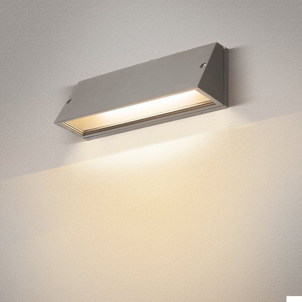 LED Wandleuchte Pema in Grau und Transparent 16W 1400lm IP65