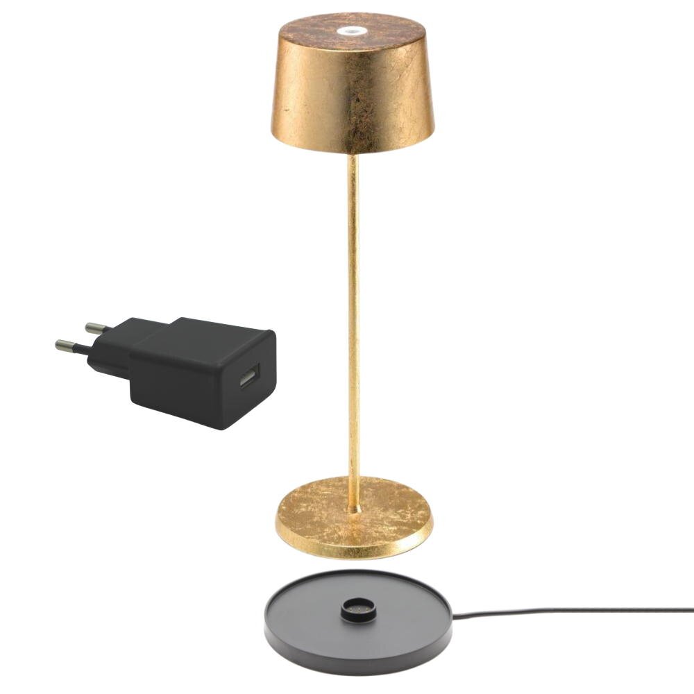 LED Akkutischleuchte Olivia Pro 2,2W 150lm 3000K IP65 in Gold