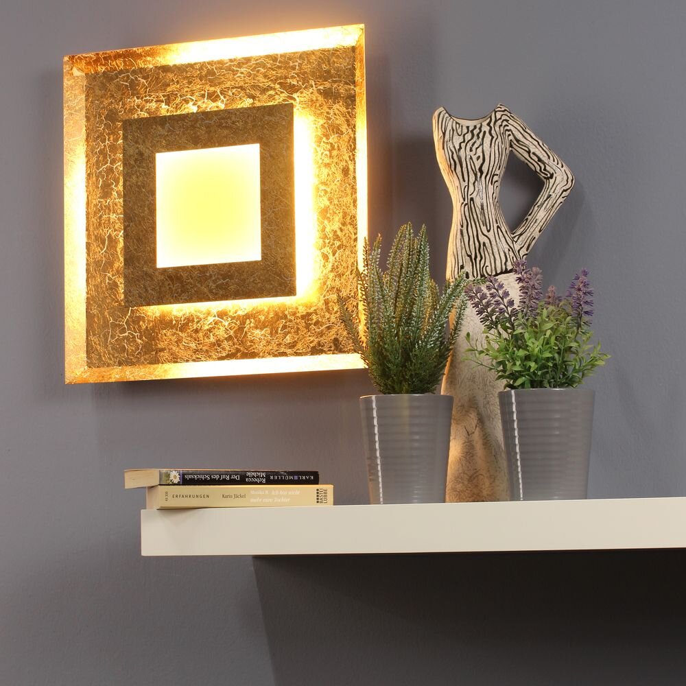 Luce Design LED-Wandleuchte Window Gold 39 cm x 39 cm günstig online kaufen