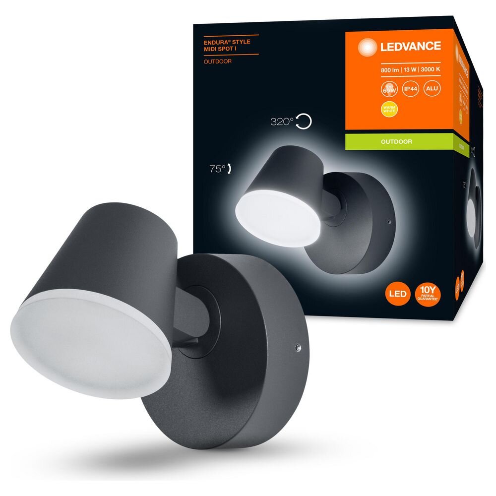 LED Wandleuchte Endura in Dunkelgrau 12,5W 800lm IP44