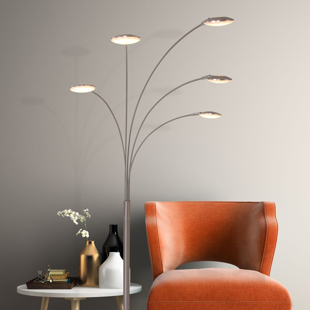 LED Stehleuchte Synna in Silber und Weiß 5x 4,5W 2000lm