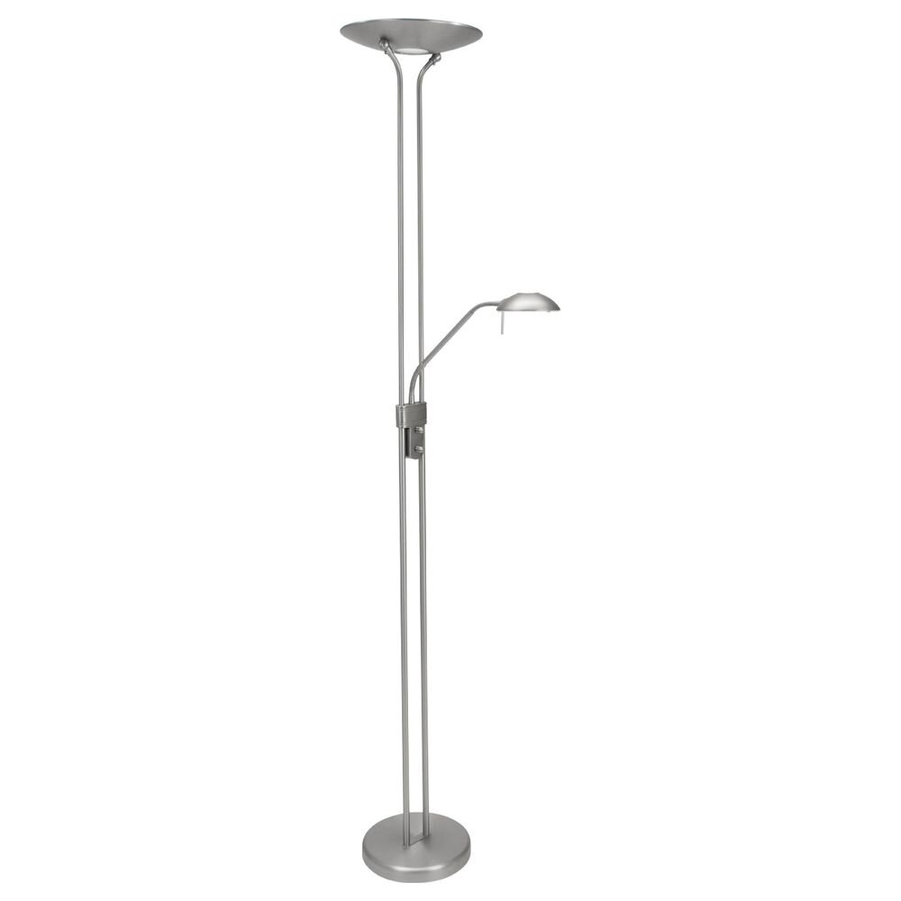 LED Stehleuchte Biron in Silber und Weiß 23W 2000lm mit Lesearm