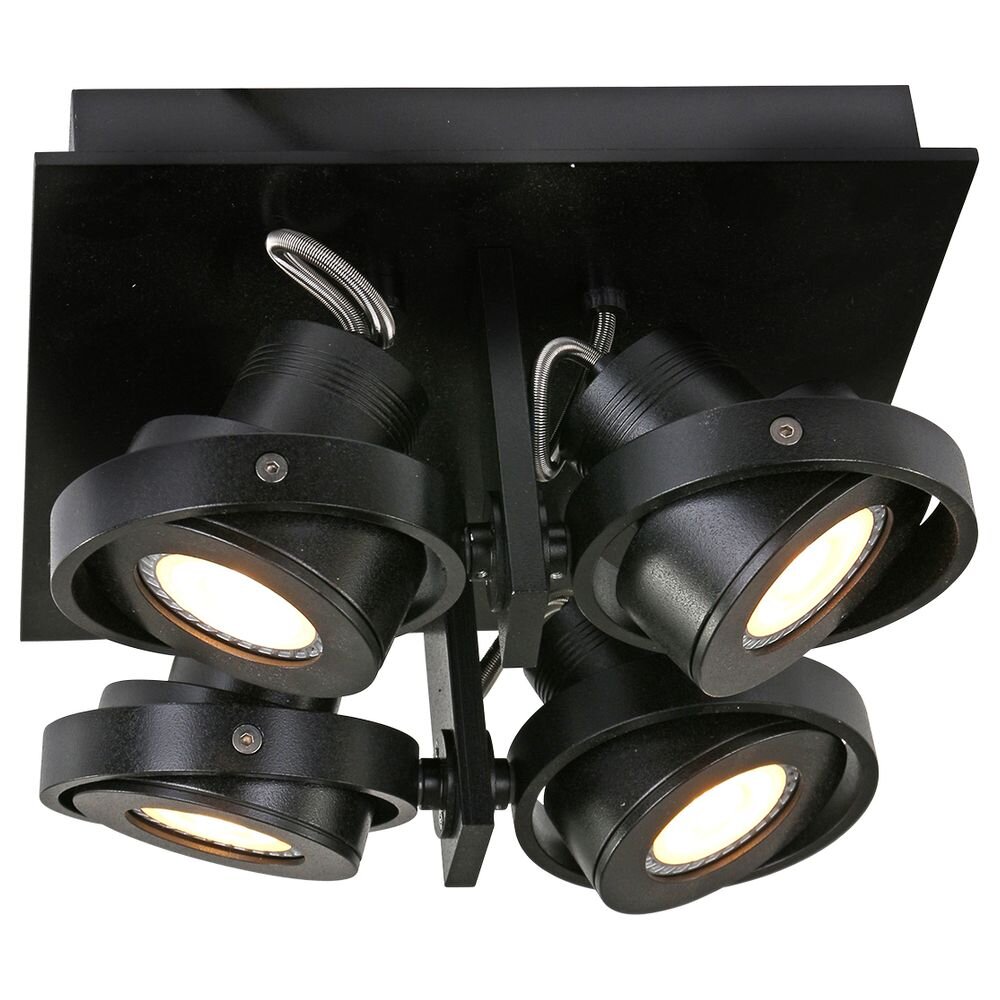 LED Deckenleuchte Quatro in Schwarz 4x 4,6W 1380lm GU10 4-flammig