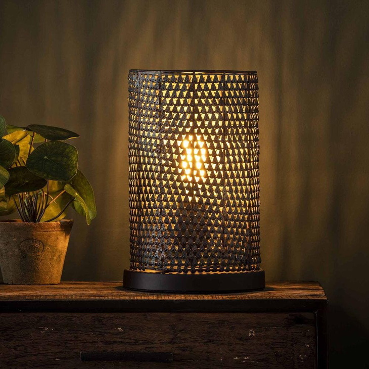 famlights | Tischleuchte Lino in Schwarz und Braun E27