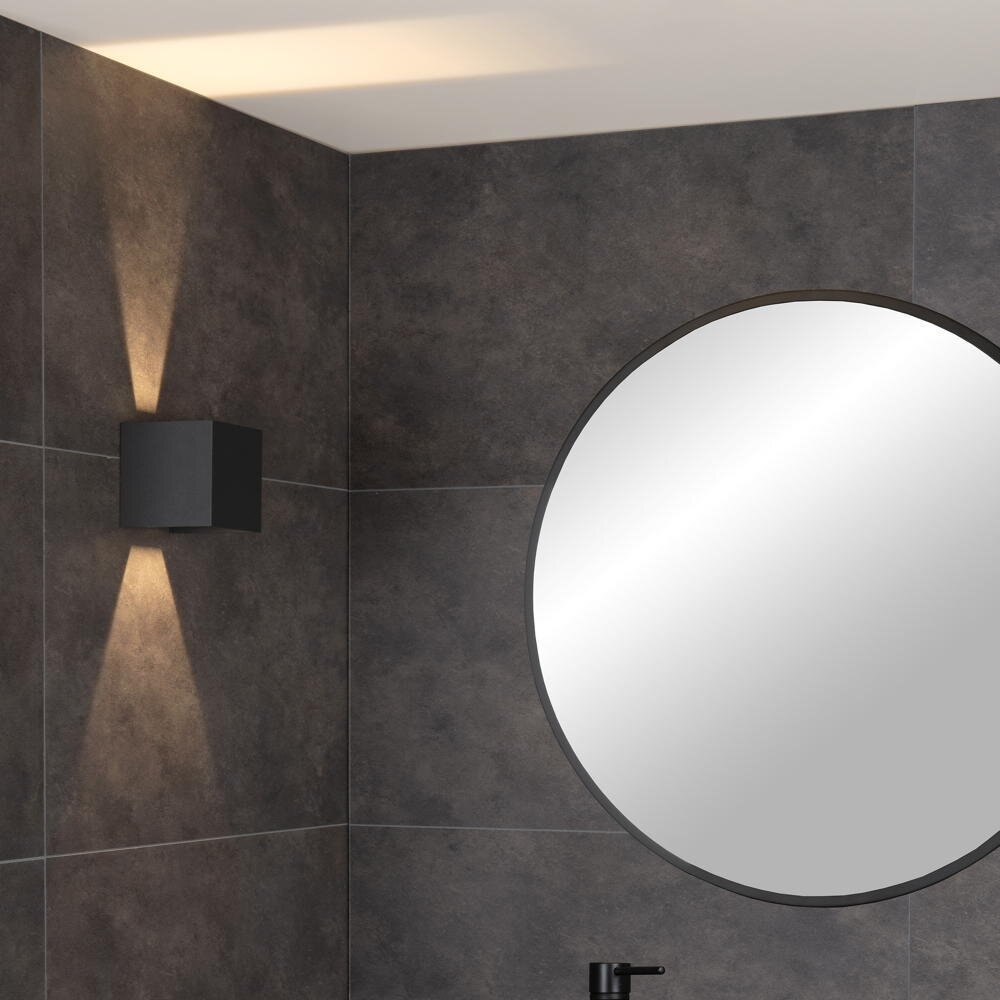 Lucide Axi Wandleuchte, Wandlampe & Wandlichter Garten Balkon Garage & Carport LED IP54 modern Schwarz Metall 1-flammig