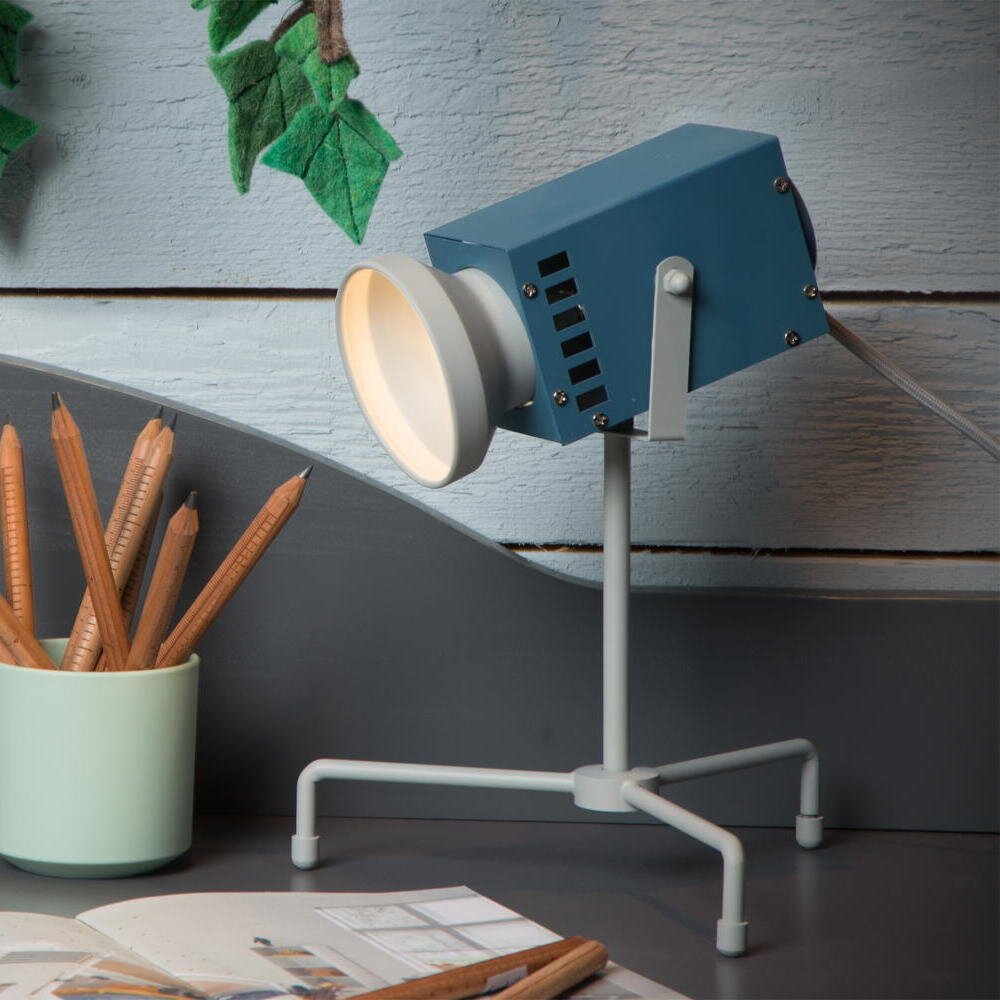 LED Tischleuchte Beamer in Blau und Grau 3W 70lm